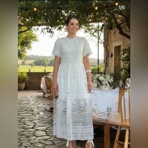White Lace Midi Dress - Elegant Women's Midi Dress